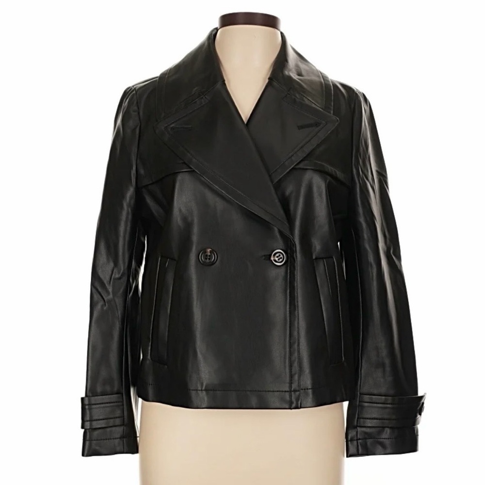 Ann Taylor black faux leather moto jacket
